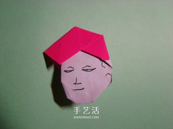 怎么折纸人物头像图解 戴帽子的人折法过程(图16) 怎么折纸人物头像图解 戴帽子的人折法过程(图16)