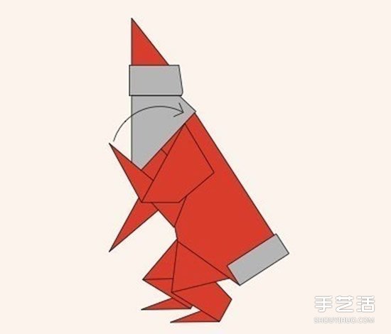 圣诞老人折纸步骤图 手工折纸圣诞老人教程(图34) 圣诞老人折纸步骤图 手工折纸圣诞老人教程(图34)