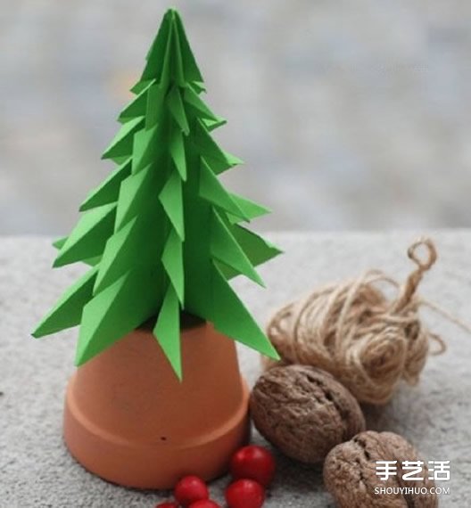立体圣诞树怎么做 立体圣诞树折纸制作图解 - 诺云双维造物网