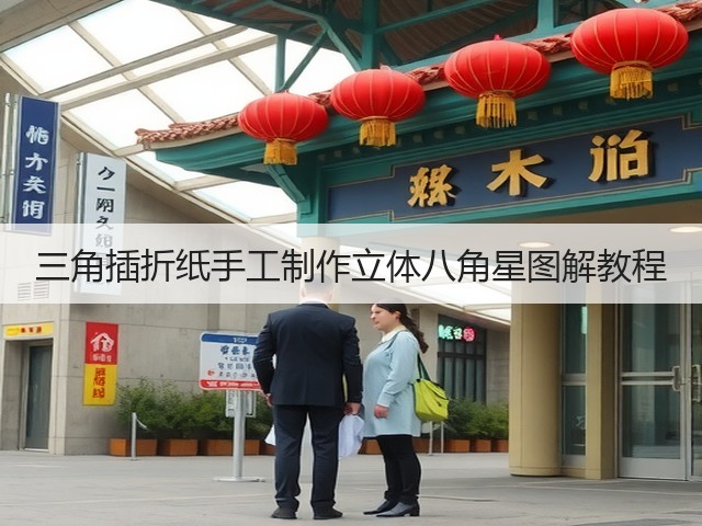三角插折纸手工制作立体八角星图解教程(图1) 三角插折纸手工制作立体八角星图解教程(图1)